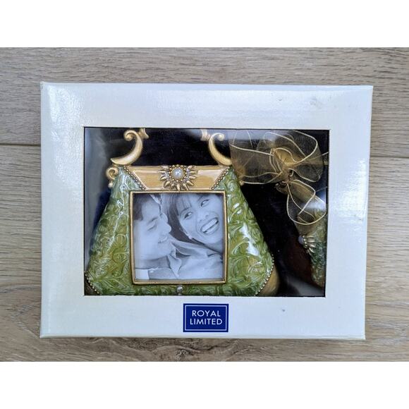New VTG Royal Limited Picture Frame Purse Shaped Jewel Enameled + Shoe Ornament - Picture 3 of 8